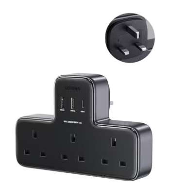 UGREEN 30W Plug Adapter, Extension Lead with USB Slots, 3 Way Wall Plug Extender for Home - UGREEN Group FBA (Prime exclusive)