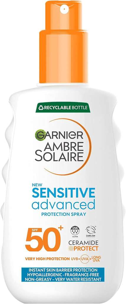 Garnier Ambre Solaire SPF 50+ Sensitive Advanced Sun Cream Spray - 150ml - Instore Dedworth, Windsor