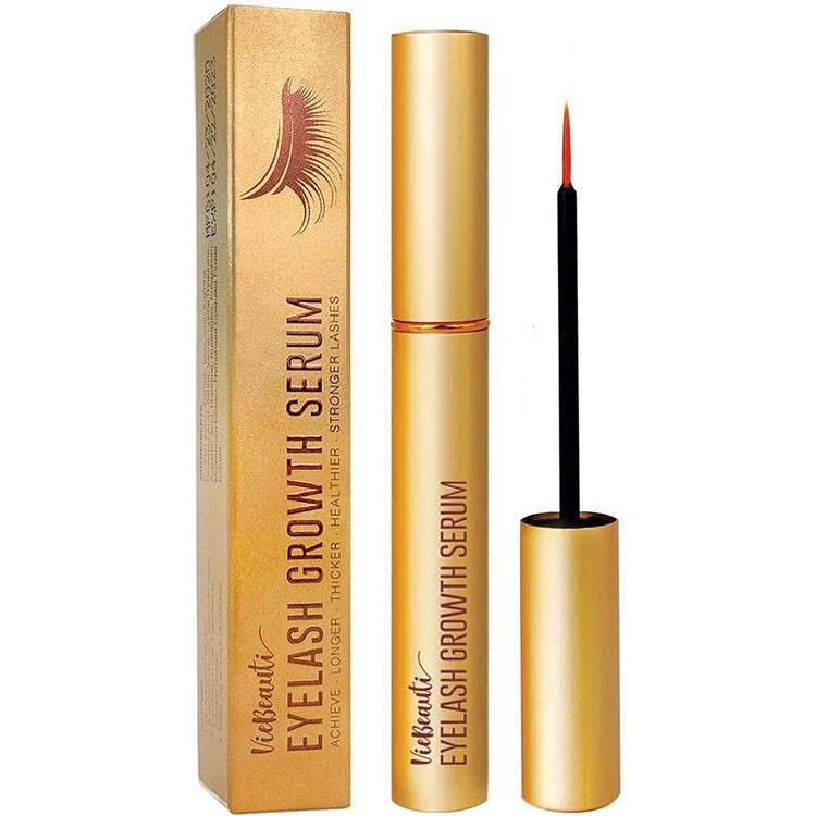 VieBeauti Premium Eyelash Growth Serum and Eyebrow Enhancement Formula, Boosts Natural Lash Growth for Thicker, Fuller Lashes and Eyebrows (3ML) | Gold Packaging